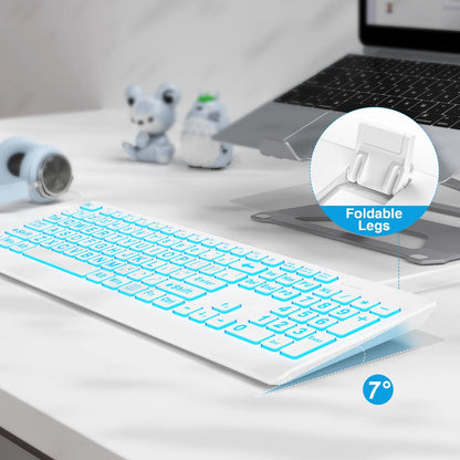 Wagpak Large Print Backlit Keyboard - Wired USB Lighted Computer Keyboard for Laptops,White