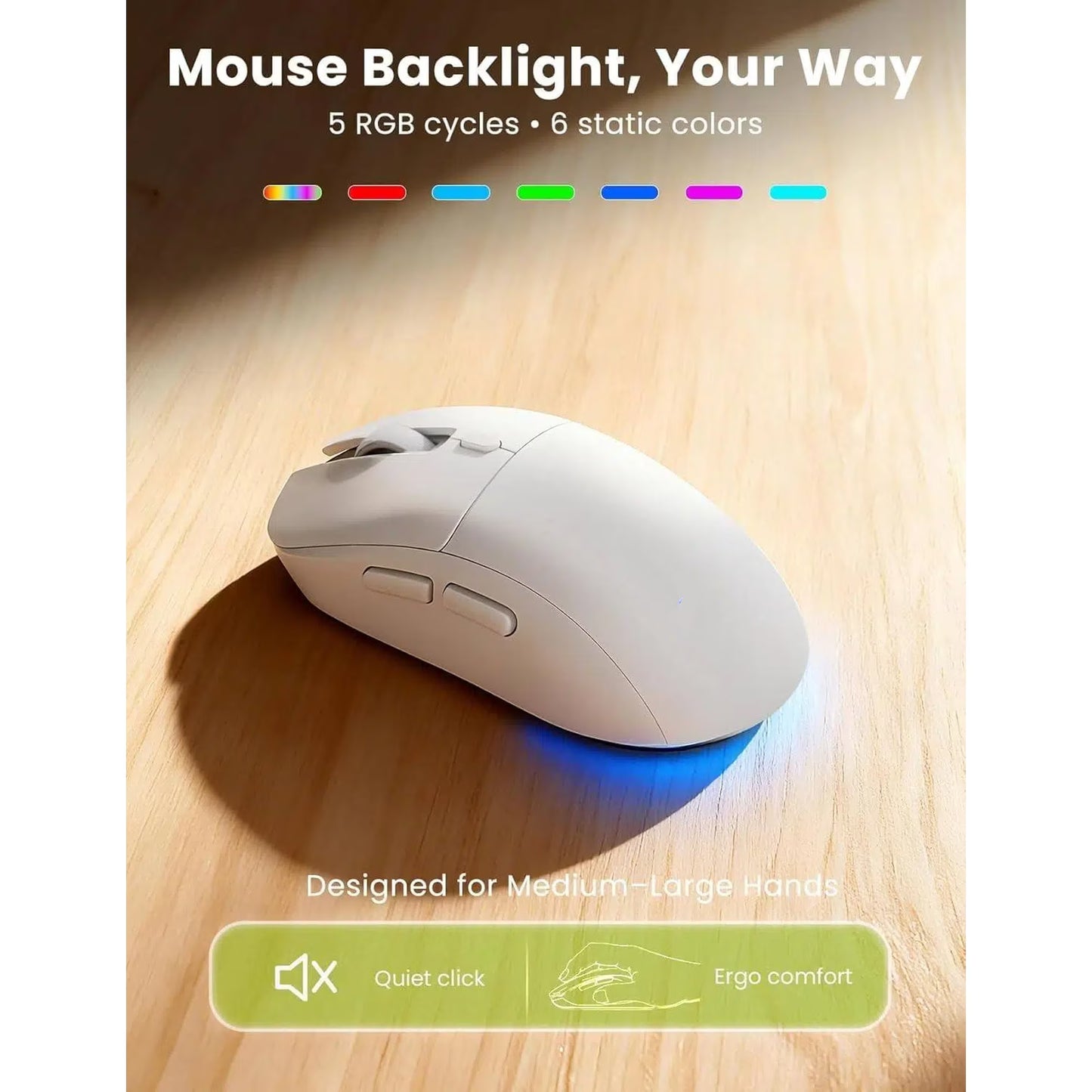 Ergonomic Wireless Keyboard and Mouse Combo, 4000mAh Rechargeable Backlit Keyboard with Lambskin Wrist Rest, Wave Keys, 10M Keystroke, USB-A/C Plug & Play for Windows Mac Chrome OS