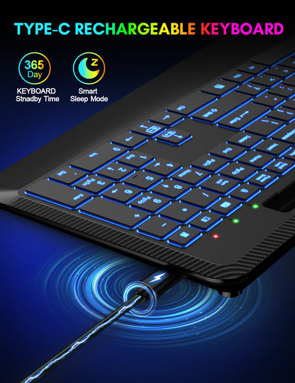 Wireless Keyboard Backlit with Wrist Rest