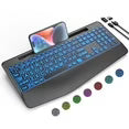 Wagpak 7 Colored Backlits Wireless Keyboard with Wrist Rest, Black, New