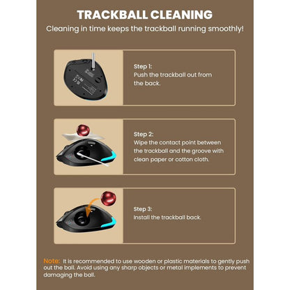 Ergonomic Wireless Trackball Mouse, Adjustable Angle, Thumb Control, Quiet Click, Rechargeable, Multi-Device Bluetooth & USB, for Windows Mac-Red Ball