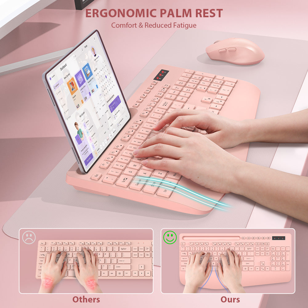 Wagpak Wireless Keyboard & Mouse Combo for Computer,Laptop,Pink