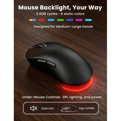Ergonomic Wireless Keyboard and Mouse Combo, 4000mAh Rechargeable Backlit Keyboard with Lambskin Wrist Rest, Wave Keys, 10M Keystroke, USB-A/C Plug & Play for Windows Mac Chrome OS