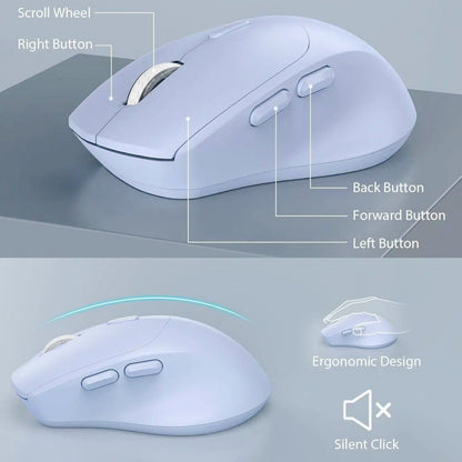 Wagpak Wireless Keyboard & Mouse Combo Wrist Rest Ergonomic Phone Holder Silent for Computer,Laptop Purple