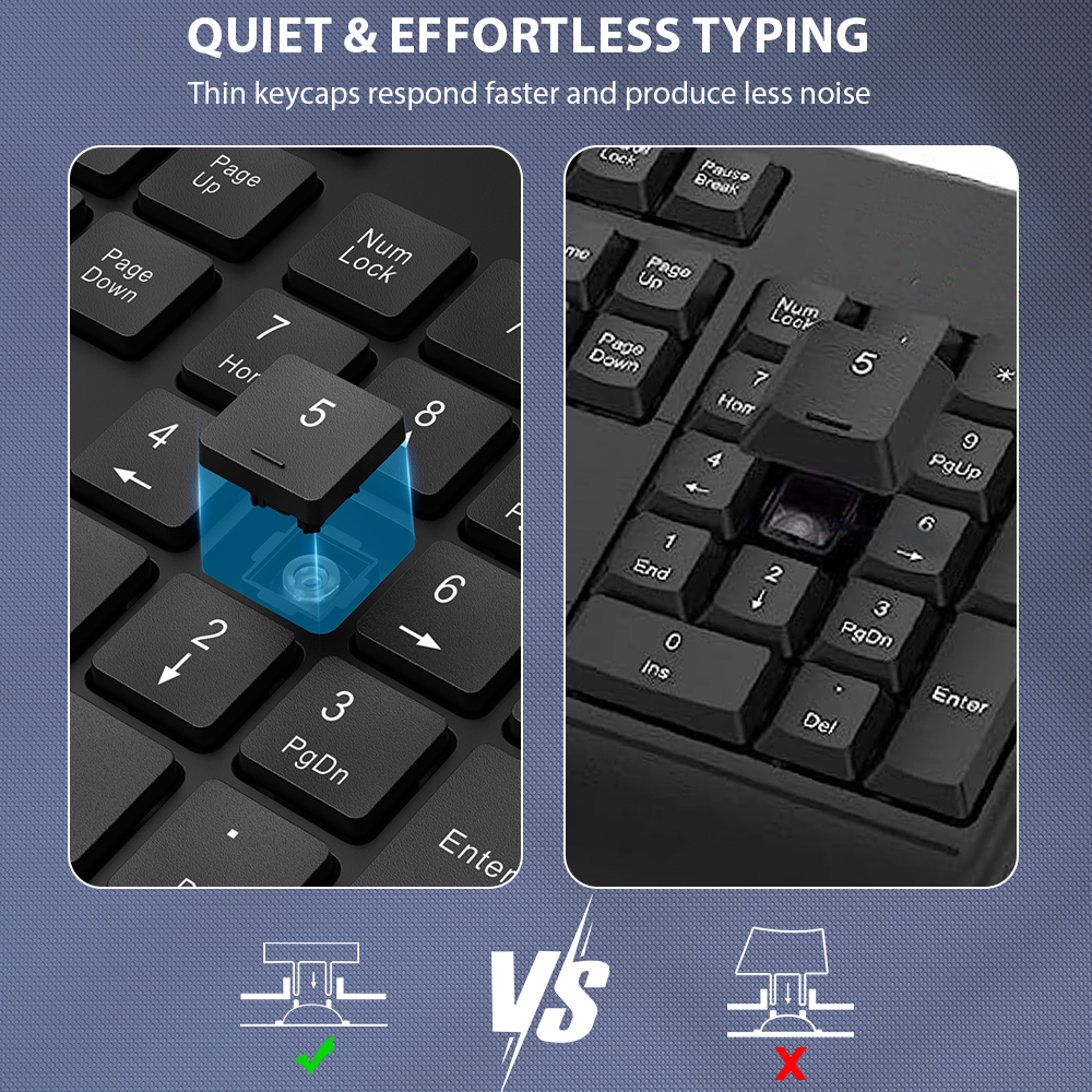 Wireless Keyboard and Mouse Combo -Wrist Rest Ergonomic Keyboard with Phone Holder