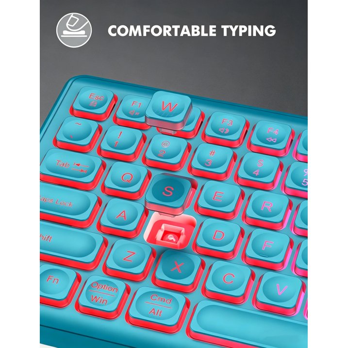Wagpak Wireless Keyboard and Mouse Combo RGB Backlit Rechargeable 2.4GHz Quiet 108 Keys Keyboard-Metallic Blue