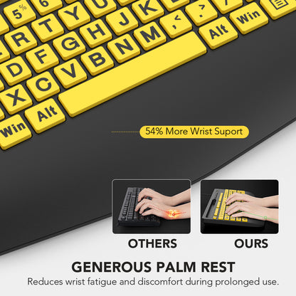 Wagpack Large Print Keyboard, Wired Computer Keyboards, Yellow