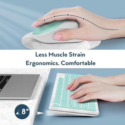 Wireless Keyboard and Mouse, Silent 2.4GHz Cordless Combo-Green-Wagpak