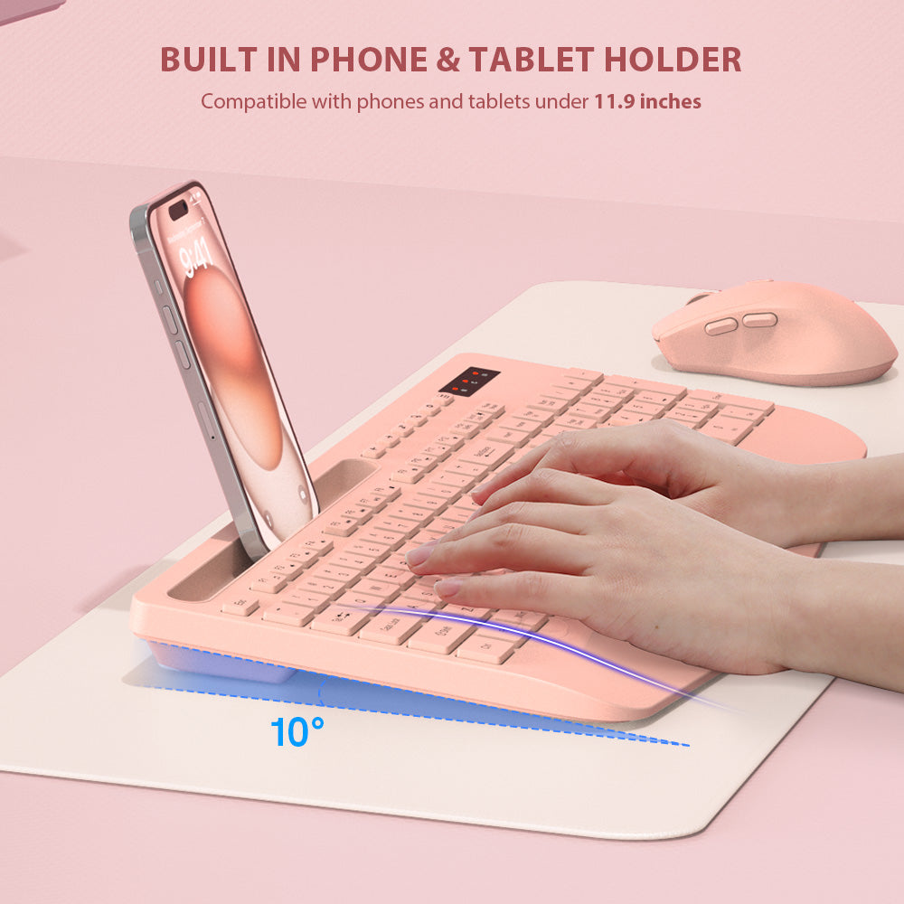 Wagpak Wireless Keyboard & Mouse Combo for Computer,Laptop,Pink