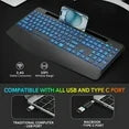 Wagpak 7 Colored Backlits Wireless Keyboard with Wrist Rest, Black, New