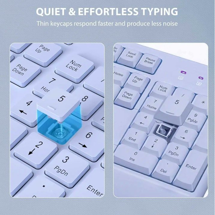 Wagpak Wireless Keyboard & Mouse Combo Wrist Rest Ergonomic Phone Holder Silent for Computer,Laptop Purple