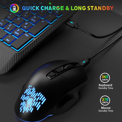 Wagpak Wireless Keyboard and Mouse Combo with 7 Color RGB Backlighting and Jiggler Functionality