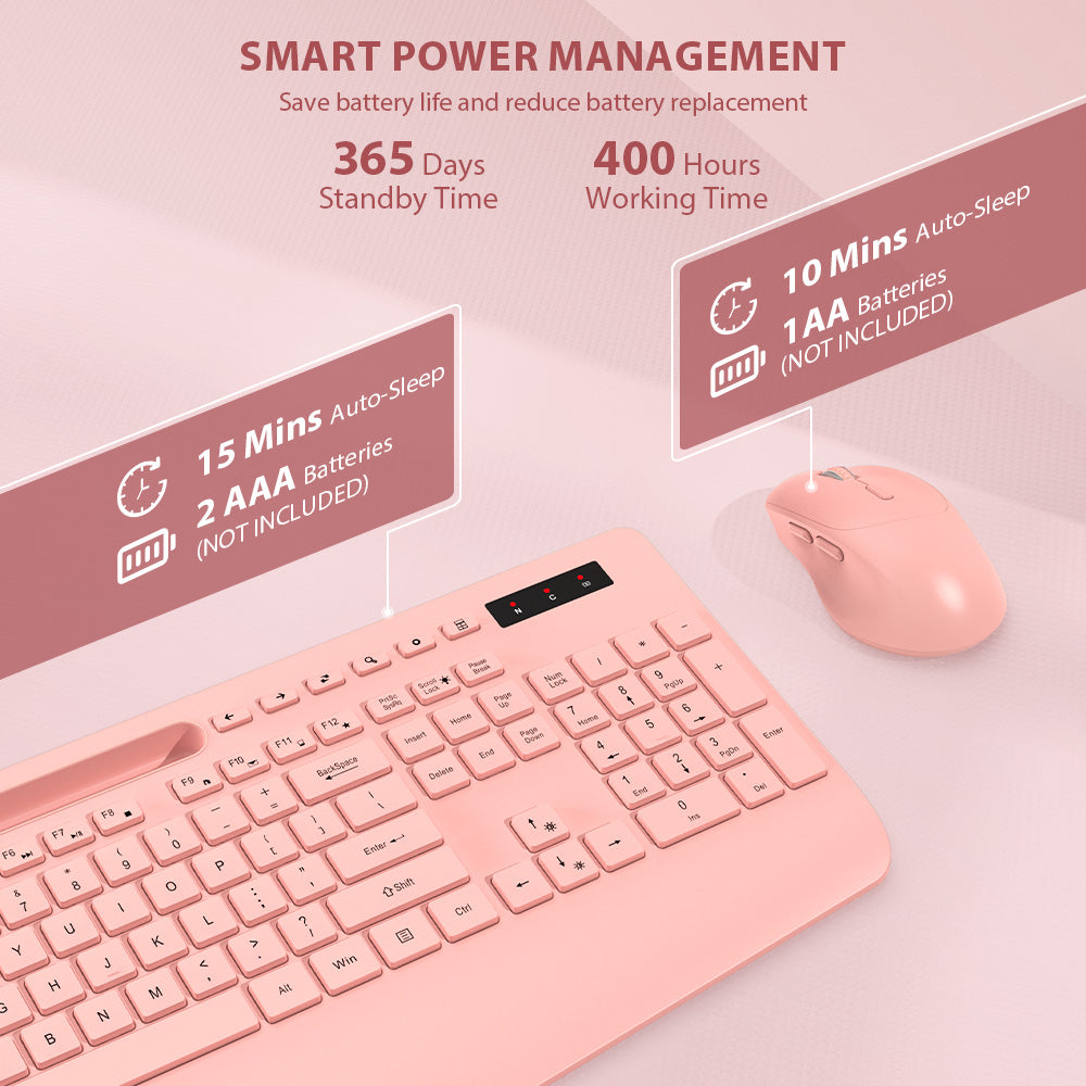 Wagpak Wireless Keyboard & Mouse Combo for Computer,Laptop,Pink