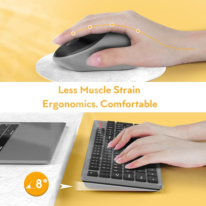 Wireless Keyboard and Mouse, Silent 2.4GHz Cordless Combo-Gray-Wagpak