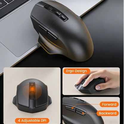 Ergonomic Wireless Keyboard & Mouse Combo - Rechargeable Type-C, Cushioned Wrist Rest, 7.28” Phone Holder, Silent Mouse, 2.4G Lag-Free for Windows/Mac