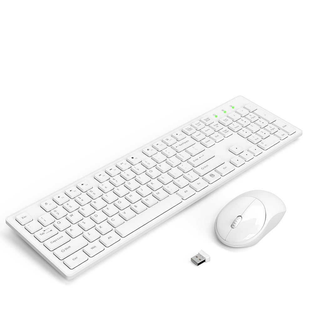 Wireless Keyboard and Mouse, Silent 2.4GHz Cordless Combo-white