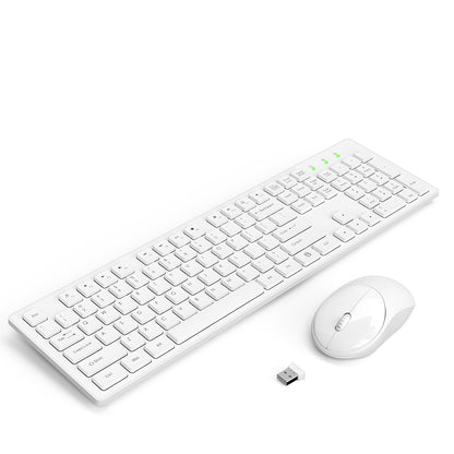 Wireless Keyboard and Mouse, Silent 2.4GHz Cordless Combo-white