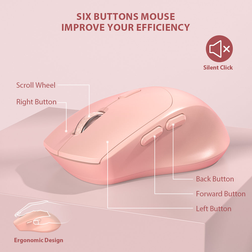 Wagpak Wireless Keyboard & Mouse Combo for Computer,Laptop,Pink
