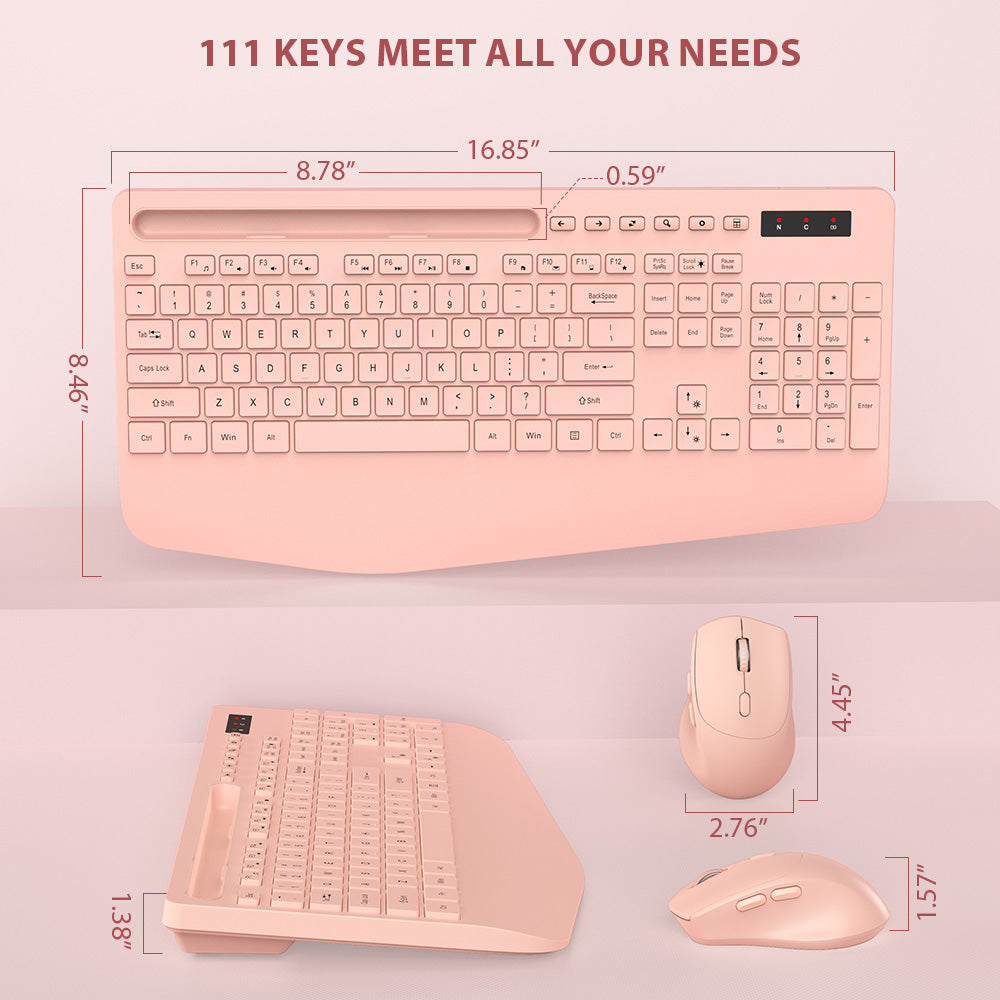 Wagpak Wireless Keyboard & Mouse Combo for Computer,Laptop,Pink