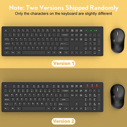 Wireless Keyboard and Mouse, Silent 2.4GHz Cordless Combo-Black-Wagpak