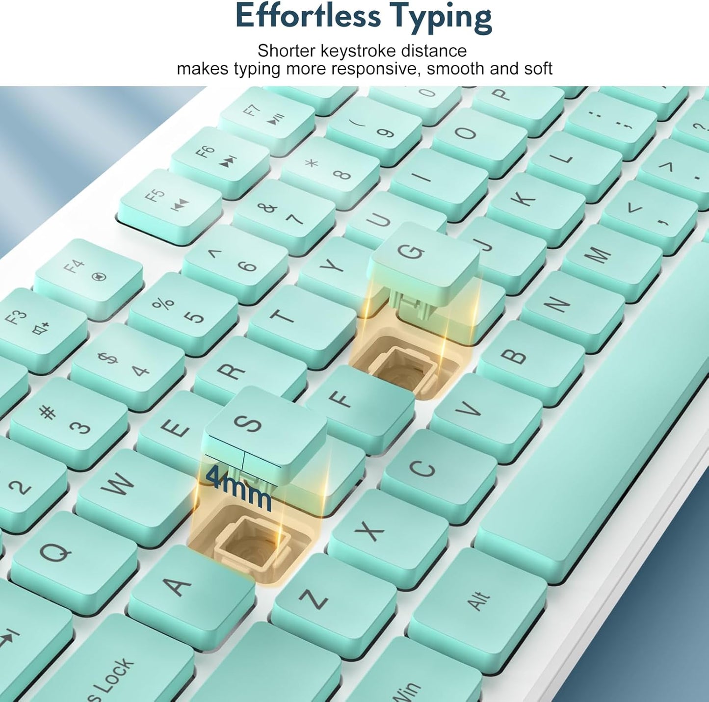 Wireless Keyboard and Mouse, Silent 2.4GHz Cordless Combo-Green-Wagpak