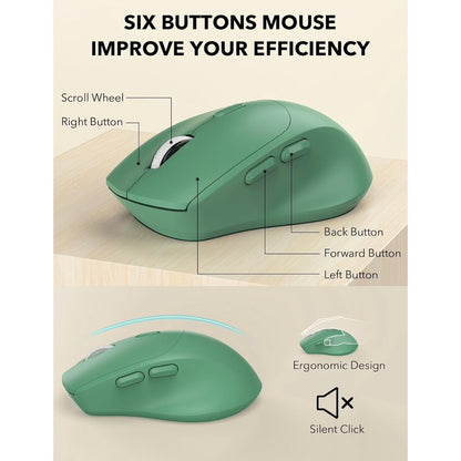 Wireless Keyboard and Mouse Combo, Full-Size Ergonomic Set with Wrist Rest & Phone Holder, 2.4G Wireless Plug & Play for PC, Laptop, Home & Office Use Sage Green