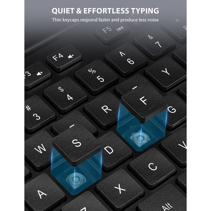 Wireless Keyboard and Mouse Combo 2 Pack Black Full Size 111 Keys QWERTY Ergonomic Wrist Rest 2.4G Quiet for PC Laptop Chromebook