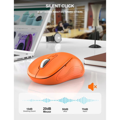 Wireless Mouse for Laptop, Ergonomic Silent Computer Mouse with USB & USB-C, 3 DPI 6 Buttons, Orange
