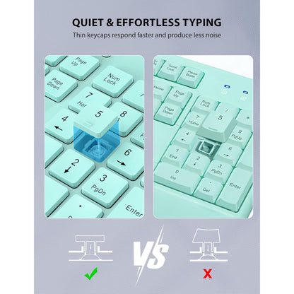 Wagpak Wireless Keyboard and Mouse Combo Wrist Rest Ergonomic Phone Holder Full-Sized Silent 2.4GHz Cordless Keyboard Mouse Set for Computer,Laptop, PC, Mac, Windows Green