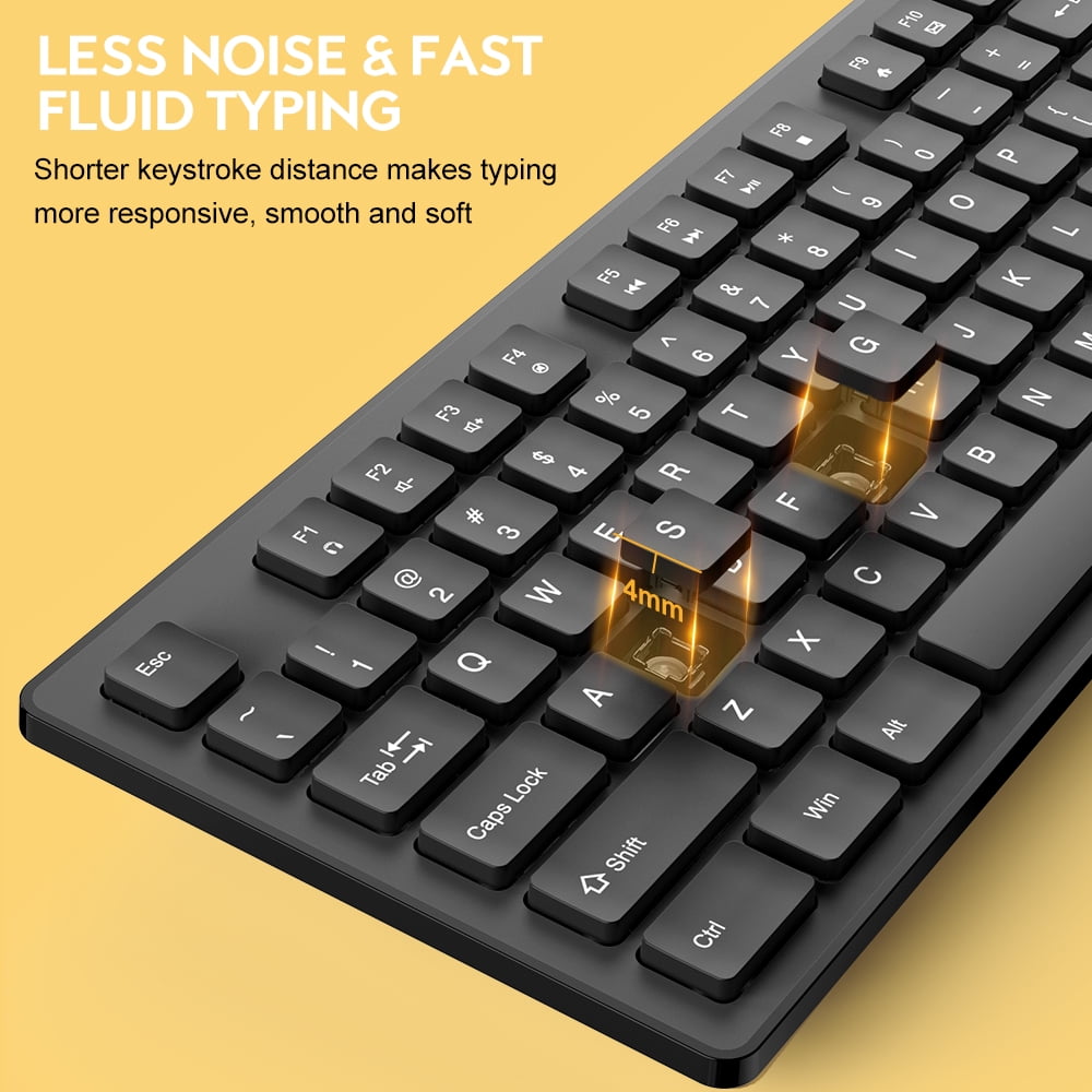 Wireless Keyboard and Mouse, Silent 2.4GHz Cordless Combo-Black-Wagpak
