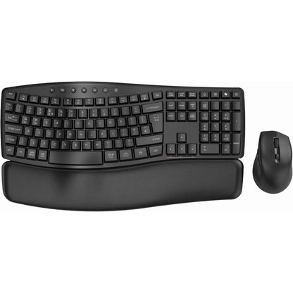 Wireless Keyboard Mouse Combo,Quiet Wave Keyboard with Leather Palm Rest, Ergonomic Mouse, Dual-System Switch, Plug & Play for Home Office,Black