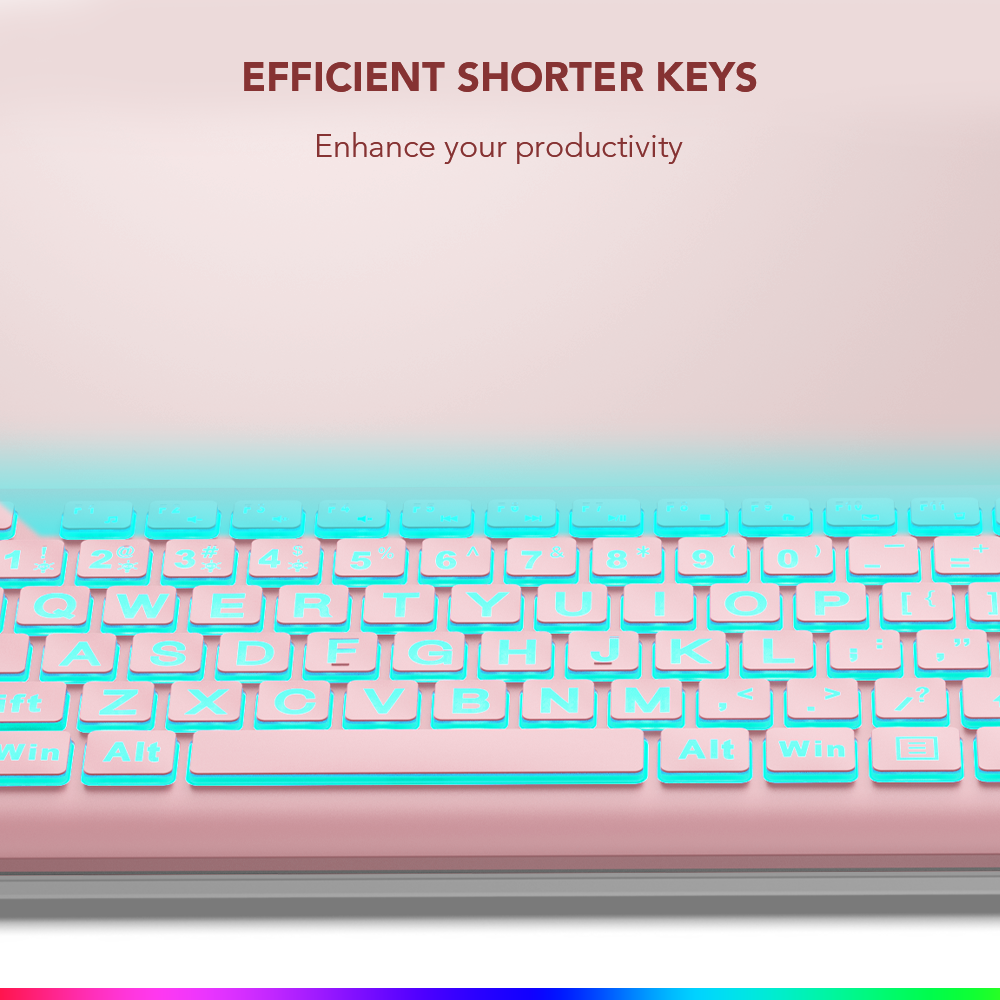 Wagpak Large Print Backlit Keyboard - Wired USB Lighted Computer Keyboard for Laptops,Pink