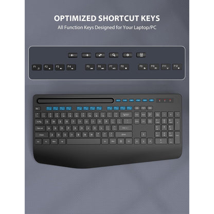 Wireless Keyboard and Mouse Combo 2 Pack Black Full Size 111 Keys QWERTY Ergonomic Wrist Rest 2.4G Quiet for PC Laptop Chromebook