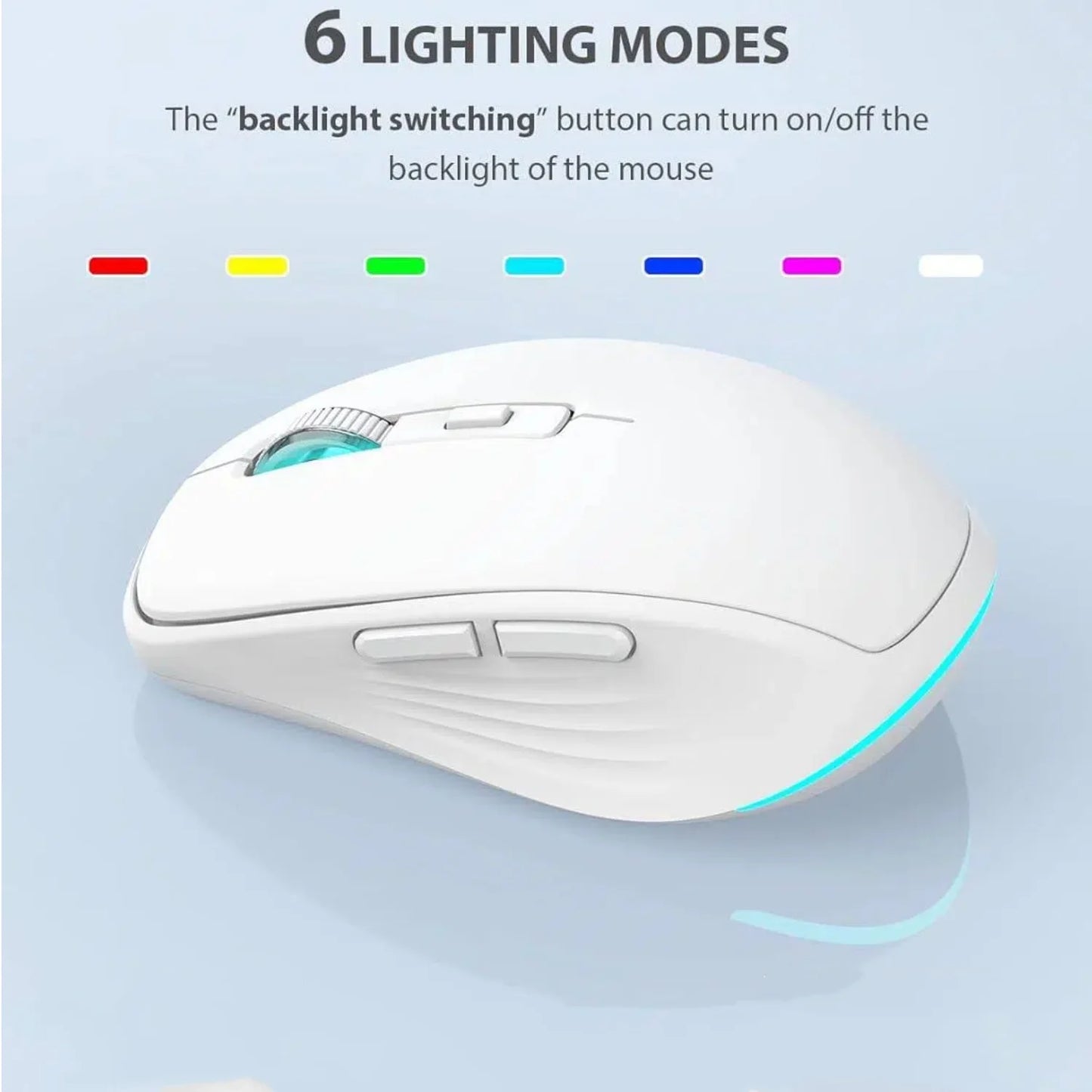 Wireless Keyboard and Mouse Combo - Quiet Backlit Keyboard with RGB Mouse, Rechargeable, Slim, Sleep Mode for Windows, Mac, Laptop -White-Wagpak