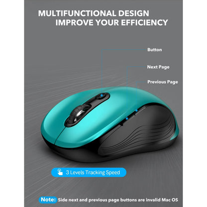 Wireless Mouse for Laptop, Ergonomic Silent Computer Mouse with USB & USB-C, 3 DPI 6 Buttons,Teal