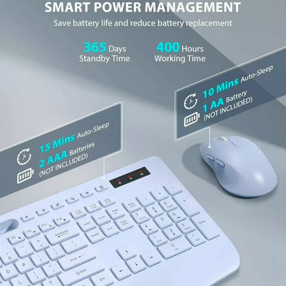 Wagpak Wireless Keyboard & Mouse Combo Wrist Rest Ergonomic Phone Holder Silent for Computer,Laptop Purple