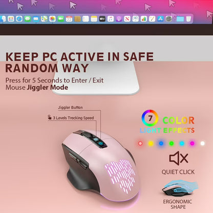 Wireless Keyboard and Mouse Backlit, Rechargeable Ergonomic Keyboard with Wrist Rest, LED Mouse, Phone Holder, Silent for Computer, Mac, PC, Laptop, Chromebook-roas gold