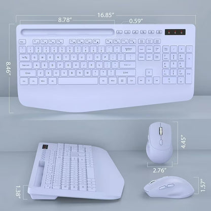 Wagpak Wireless Keyboard & Mouse Combo Wrist Rest Ergonomic Phone Holder Silent for Computer,Laptop Purple