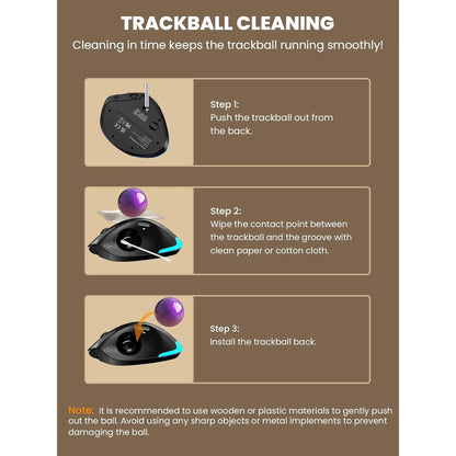 Ergonomic Wireless Trackball Mouse, Adjustable Angle, Thumb Control, Quiet Click, Rechargeable, Multi-Device Bluetooth & USB, for Windows Mac-Purple Ball