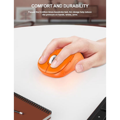 Wireless Mouse for Laptop, Ergonomic Silent Computer Mouse with USB & USB-C, 3 DPI 6 Buttons, Orange