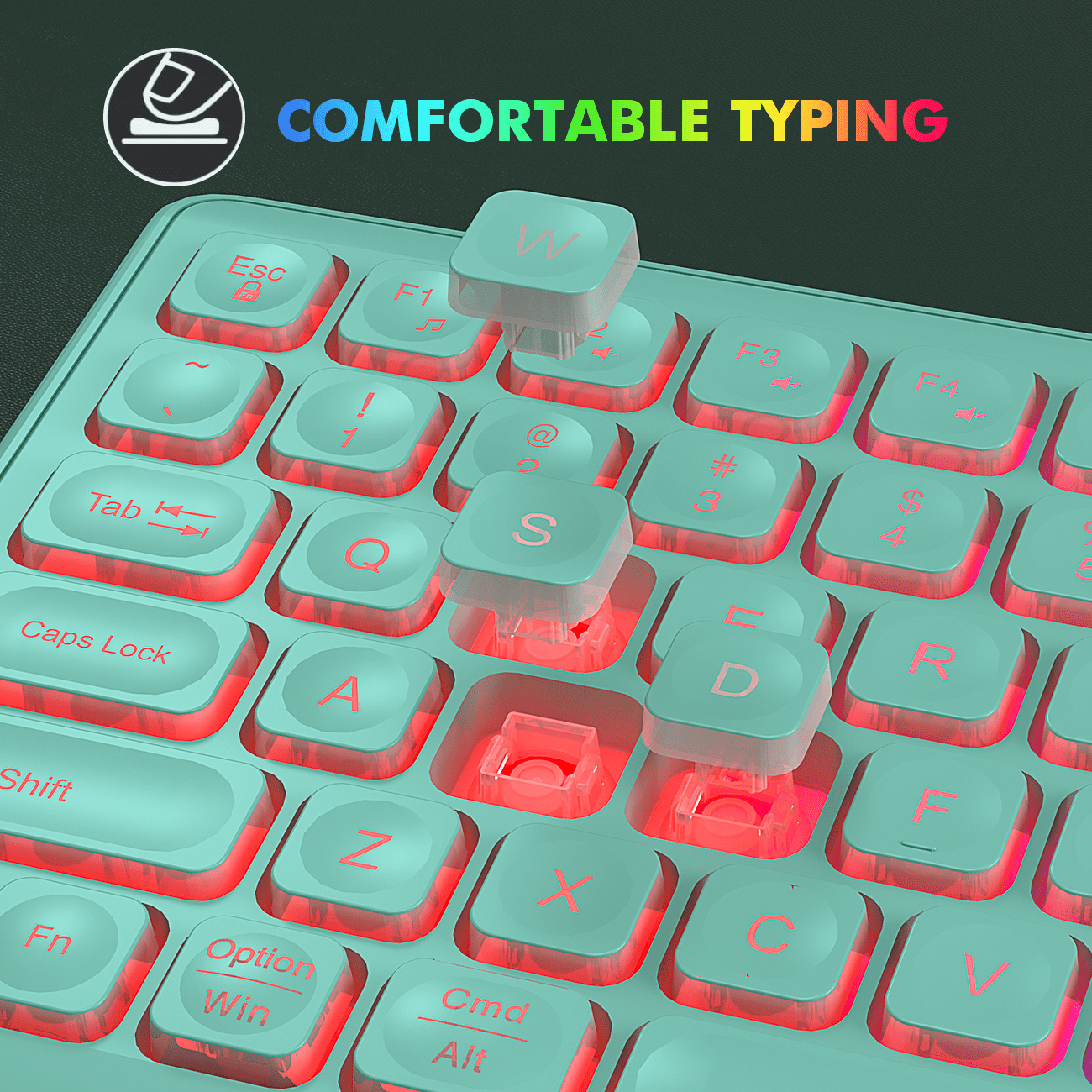 Wagpak Backlit Keys Computer Keyboard & Mouse, Green, New