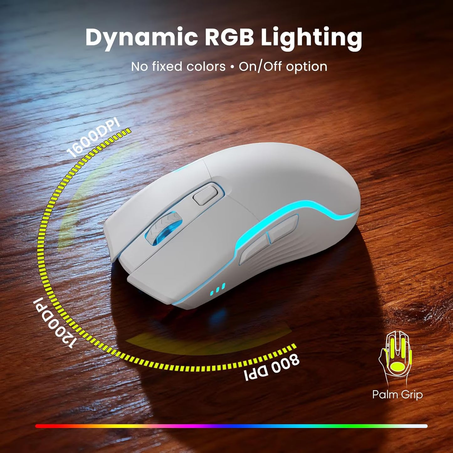 Rechargeable Backlit Wireless Keyboard and Mouse Combo, Ergonomic with Wrist Rest & Phone Holder, Silent for Windows/Mac/Chrome OS - Cloud White
